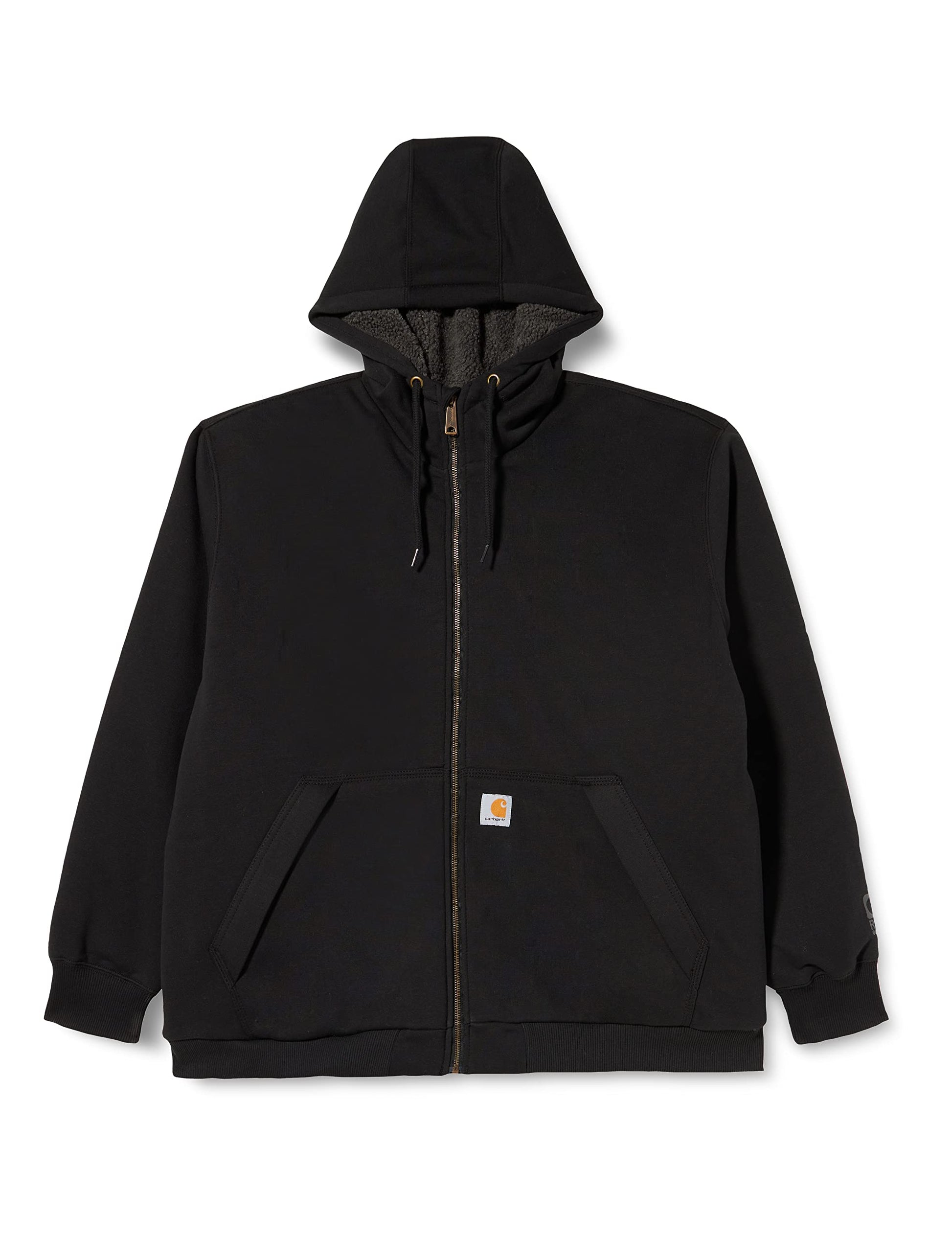 Carhartt Mens Rain Defender Rockland Sherpa Lined Hooded Sweatshirtrt, Black, 2X-Large
