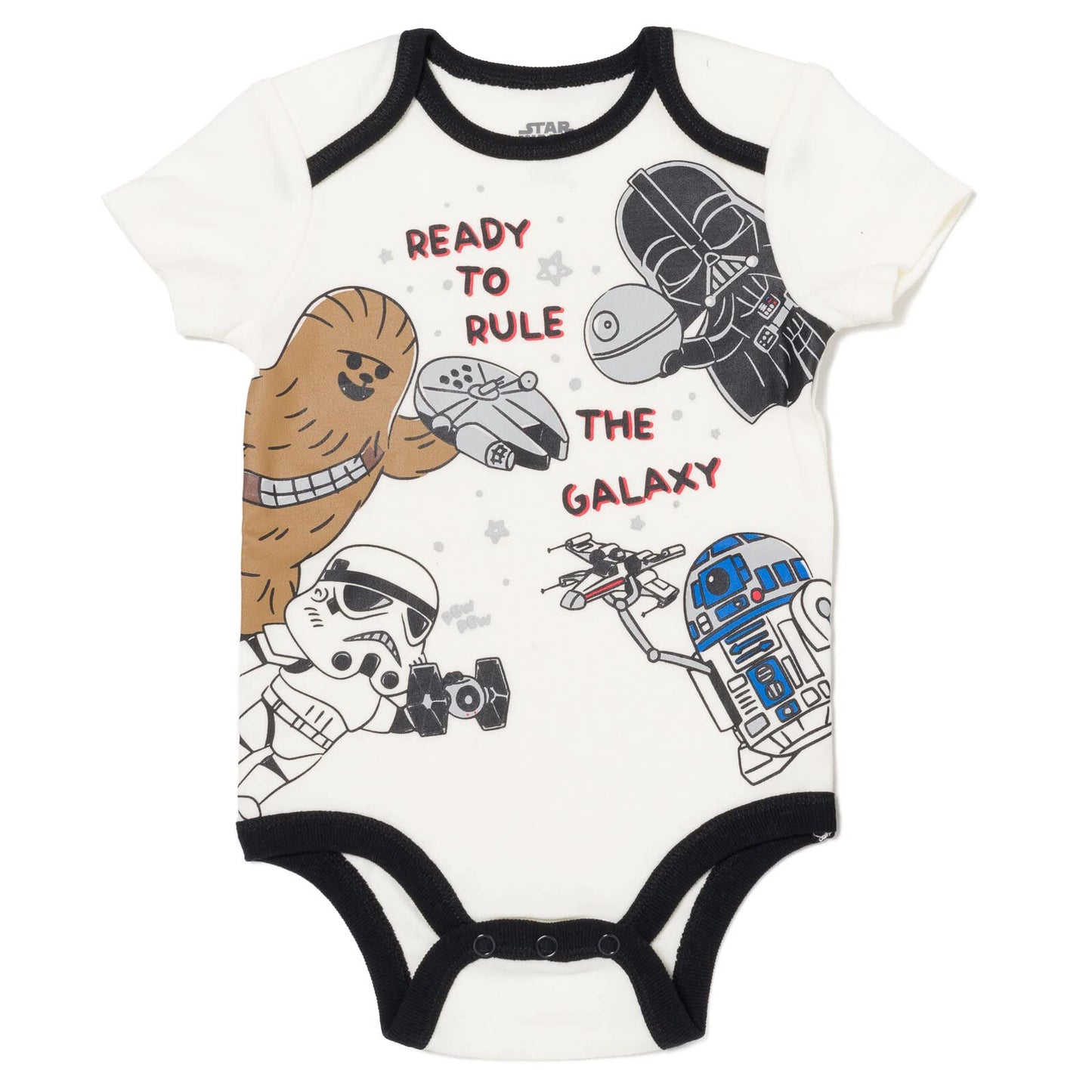 Star Wars Darth Vader Chewbacca Newborn Baby Boys 3 Piece Outfit Set: Cuddly Bodysuit Pants Hat White/Black 0-3 Months