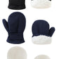 Baby Toddler Mittens Boys Girls Winter Outdoor Gloves Kids Easy-On Fleece Warm Mittens Black White Navy 3 Pairs M(1-2 Years)