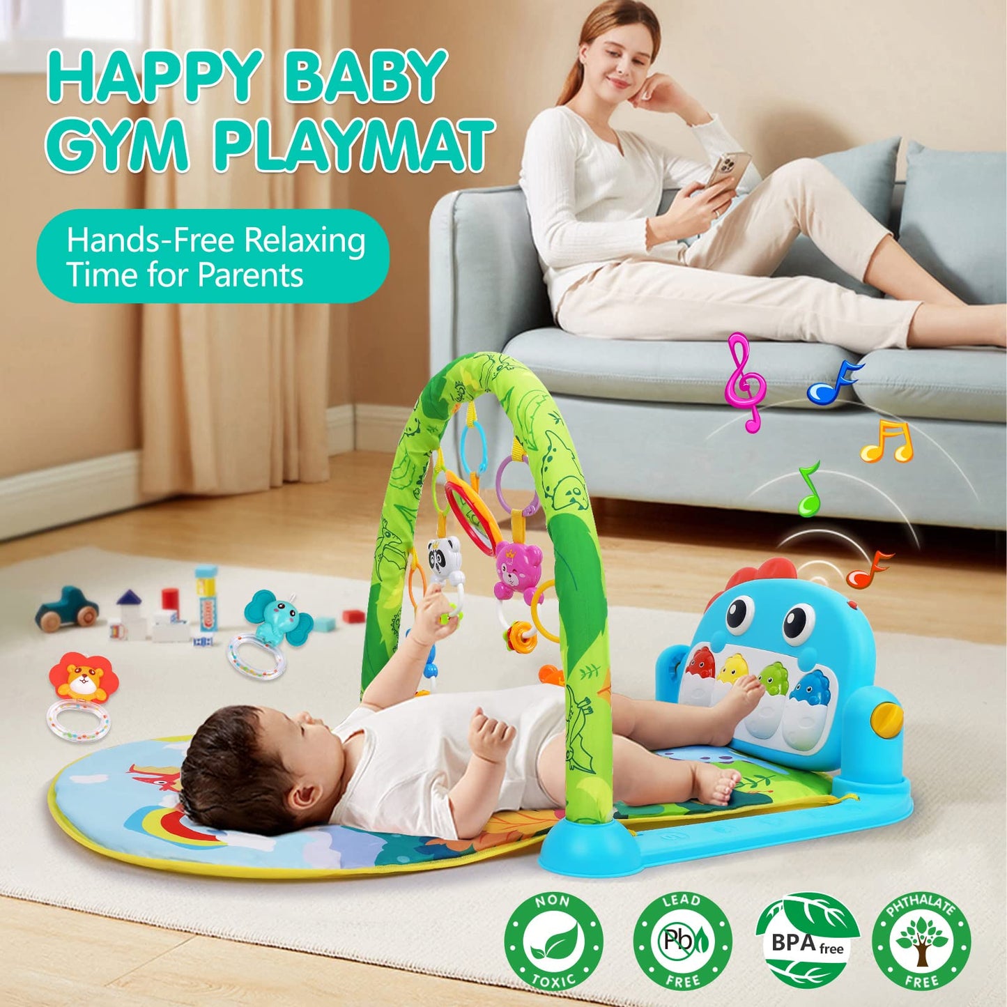 Baby Gym Play Mats Baby Toys Tummy Time Mat Toys Musical Activity Center For Newborn Infant Toys Piano Baby Play Mat Music & Lig