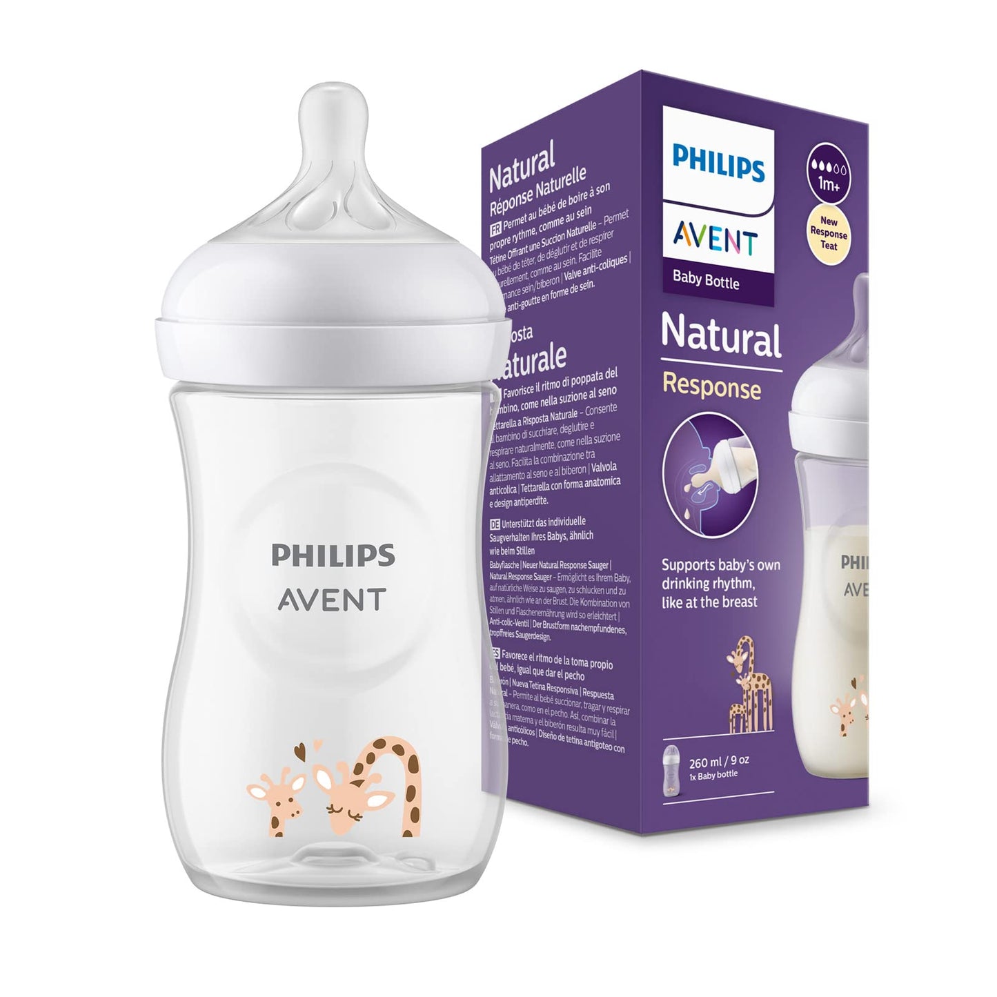 Philips Avent Natural Baby Plastic Feeding Bottle | No.1 Brand Recommended By Moms Worldwide | Ideal For 1 Months+| Natural Resp