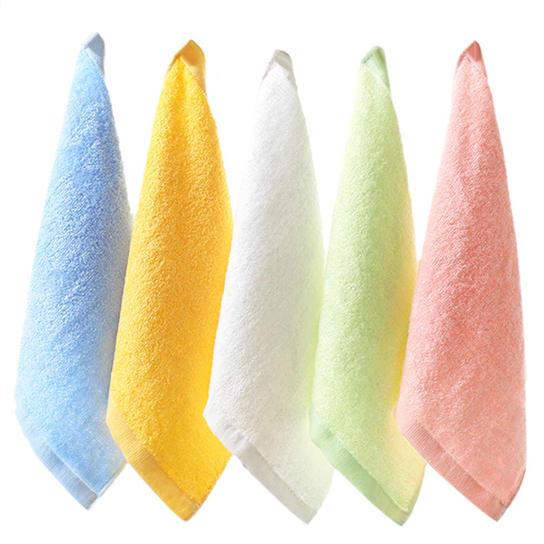 Tosnail 20 Pack 10 x 10 Ultra Soft Bamboo Fiber Baby Bath Washcloths and Towels  Assorted 5 Colors