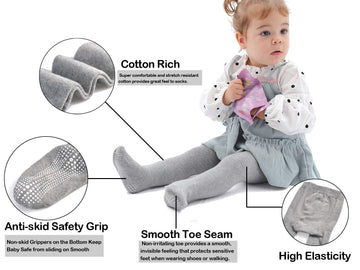 Epeius Baby Tights Seamless Non Slip/Skid Leggings Newborn Girl Cotton Stockings Baby Boy Footed Pants Pantyhose For 0-3 Months,