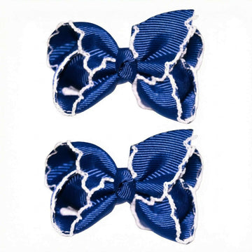 3 Inch Hair Bows for Girls Alligator Clips Grosgrain Ribbon Solid Color Hair Accessories for Little Teen Toddler Girls Kids (Nav