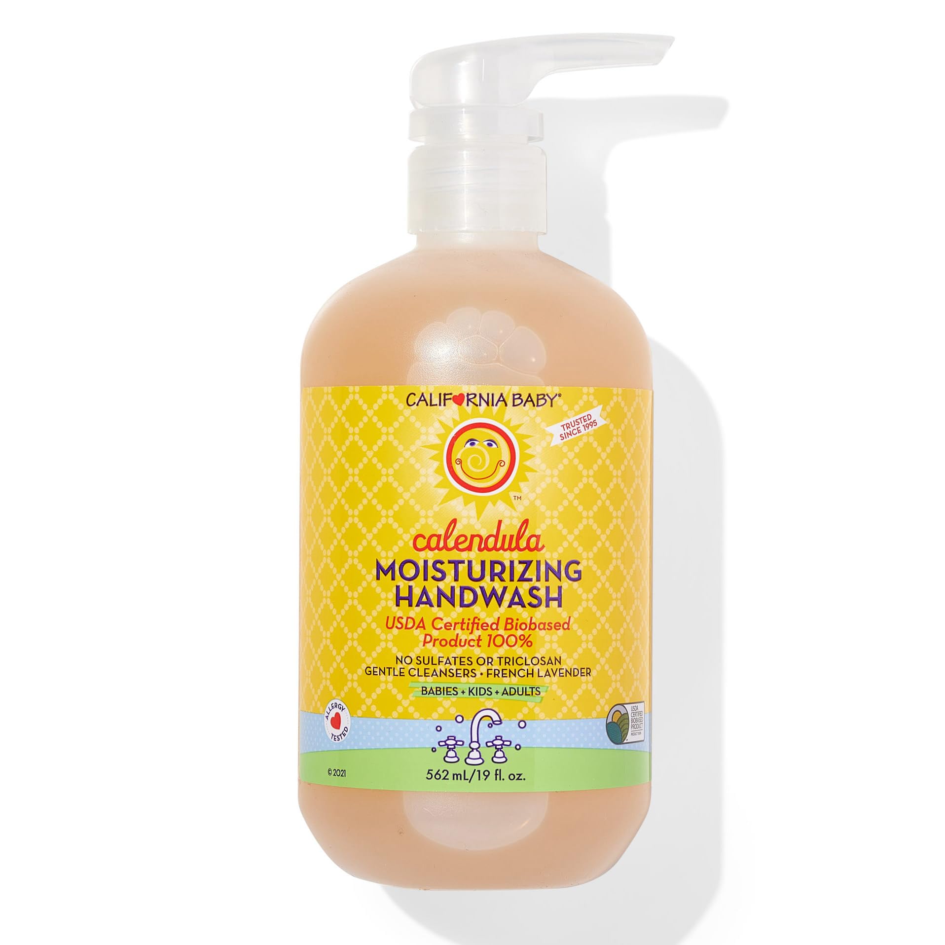California Baby Calendula Moisturizing Hand Soap | Soothing Organic Aloe + Coconut Oil | 100% Plant-Based Liquid Soap | Allergy