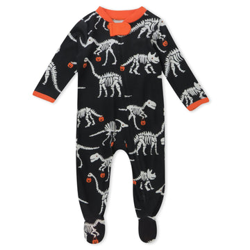 Honestbaby Baby Celebration Sleep & Play Footed One-Piece Pajama Sleeper 100% Organic Cotton, Dino Ween, 3-6 Months