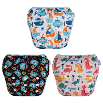 Babygoal Baby & Toddler Girl Swim Diapers, Reusable Adjustable Washable One Size Fits 6M-3T Gifts And Swimming Lessons 3 Pack 3Z