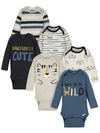 Onesies Brandunisex Baby6-Pack Long Sleeve Bodysuitstiger Bluenewborn