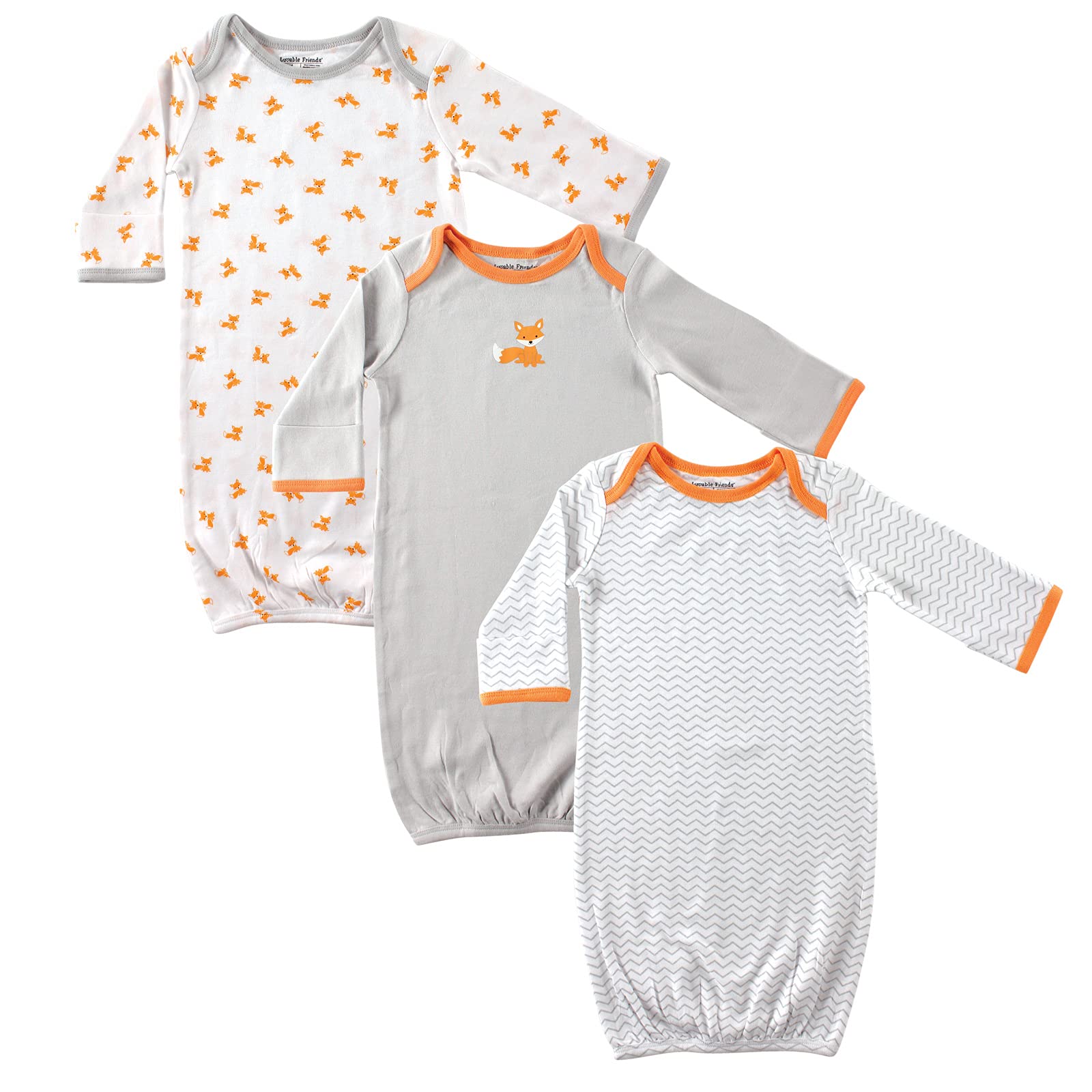 Luvable Friends Unisex Baby Cotton Gowns, Fox, 0-6 Months Us