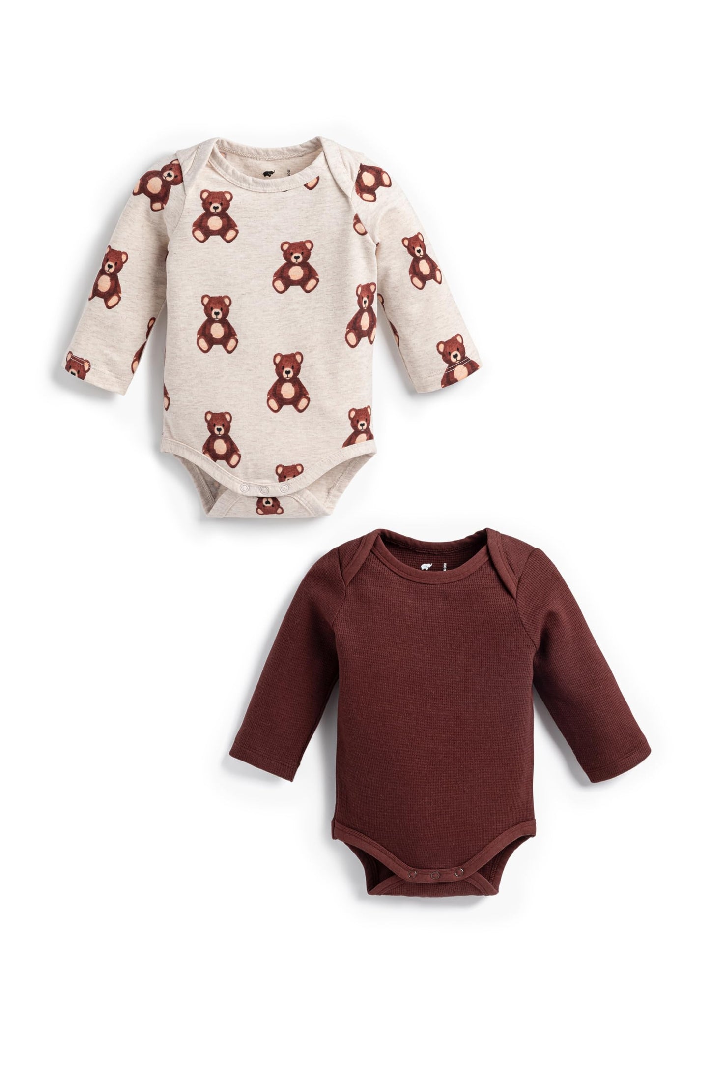 MONICA + ANDY Long Sleeve Jack & Jill Bodysuit, Size 3-6 Months, Baby Teddy Bears, Organic Baby Clothes for Girls and Boys, Sust