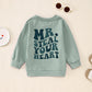 Ritatte Toddler Boy Valentine'S Day Sweatshirt Mr. Steal Your Heart Shirt Kids Valentines Crewneck Long Sleeve Pullover Tops(Gre