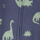 Simple Joys By Carter'S Baby Boys' Toddler 3-Pack Snug Fit Footed Cotton Pajamas, Green Stripe/Grey Heather/Indigo Wash Dinosaur