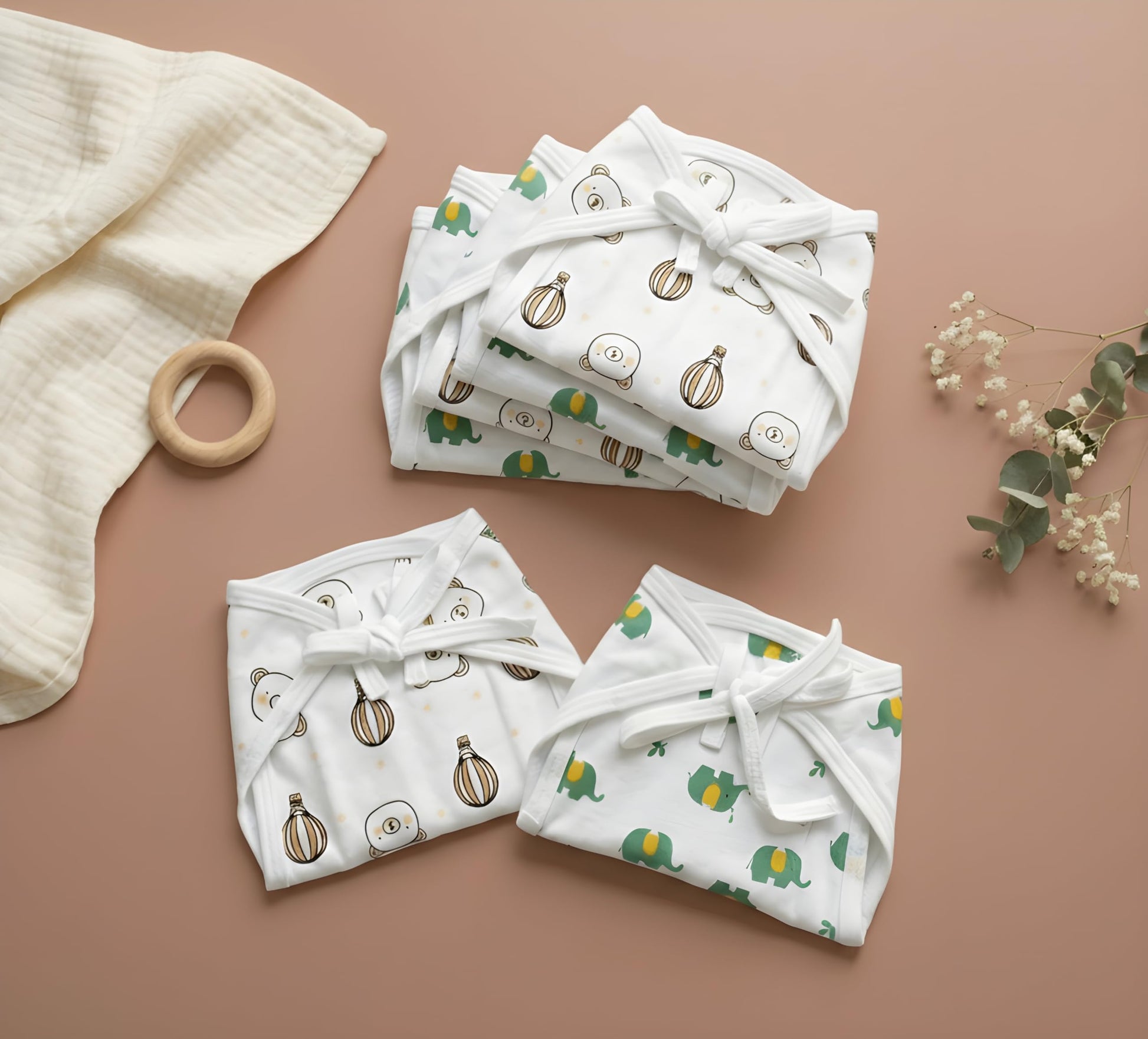Blushbaby Pack Of 6 Pure Cotton Padded Nappy For Newborn Baby 03 Months | Double Layered, Extra Soft & Breathable Cotton Langot