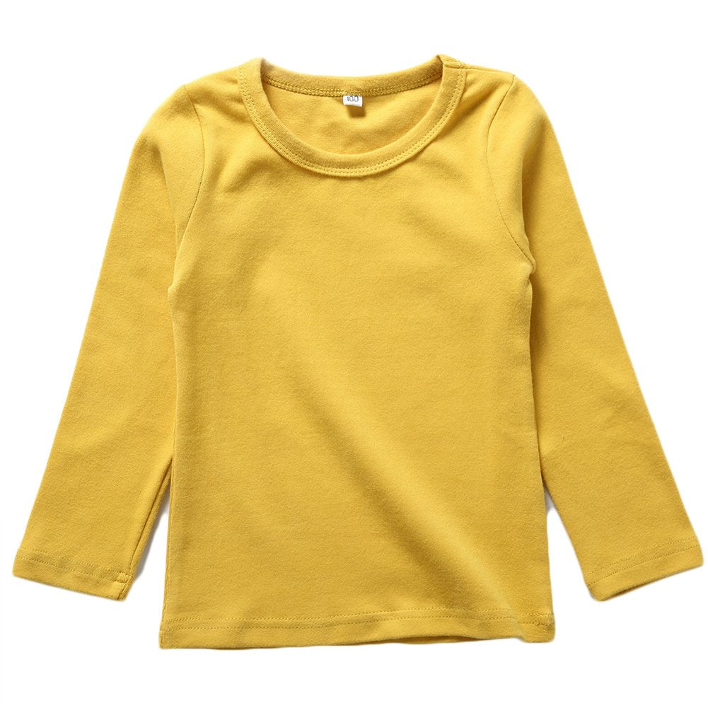 Kisbini Unisex Girls 100% Cotton Long Sleeve T-Shirt Top Tees (6,Yellow) – Cuteb WBBAPB076K85H78