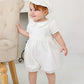 Glamulice Infant Baby Boy Christening Baptism Outfit White Christening Romper Baptism Clothes 0-6 Newborn Formal Party Baptism W