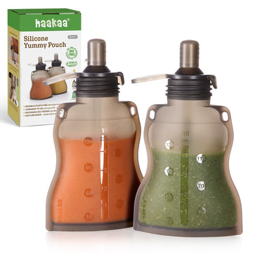 Haakaa Yummy Pouch Reusable Baby Food Pouch, Baby Food Storage Kids Squeezable Pouch, Washable Freezer - Make Homemade Organic F