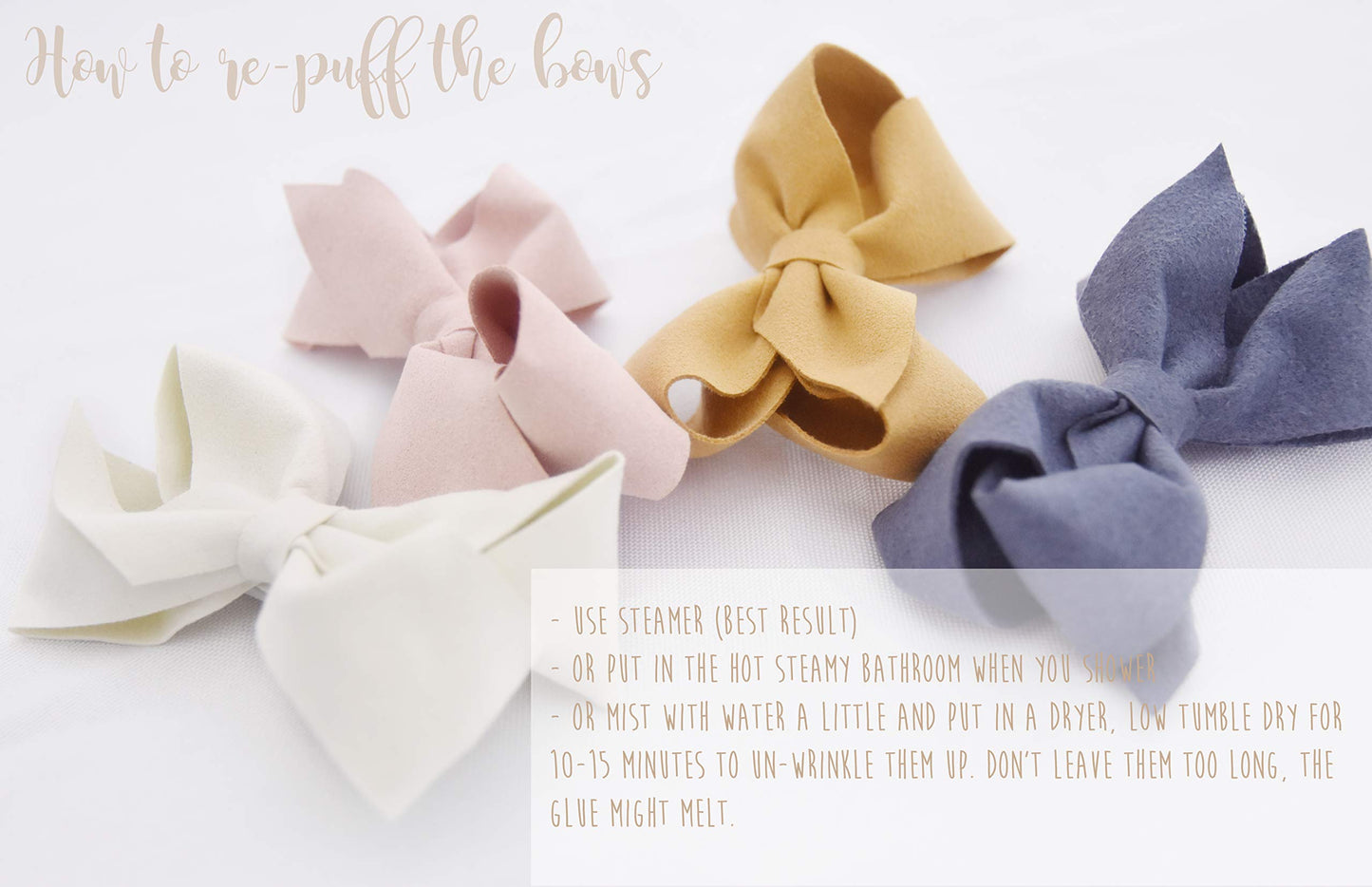 California Tot Set Of 4 Faux Suede 3D Bow Clips For Toddlers, Girls (3D Set Of 4)