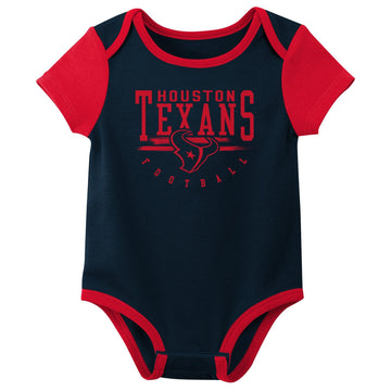 Outerstuff Nfl Newborn Baby And Infant Short Sleeve Bodysuit Variety 3-Pack - Houston Texans, 6-9M