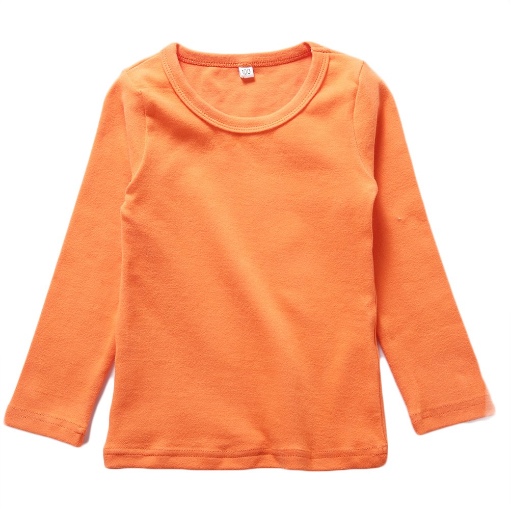 Kisbini Unisex Girls 100% Cotton Long Sleeve T-Shirt Top Tees Orange 12 Months – WBBAPB076KNVW14