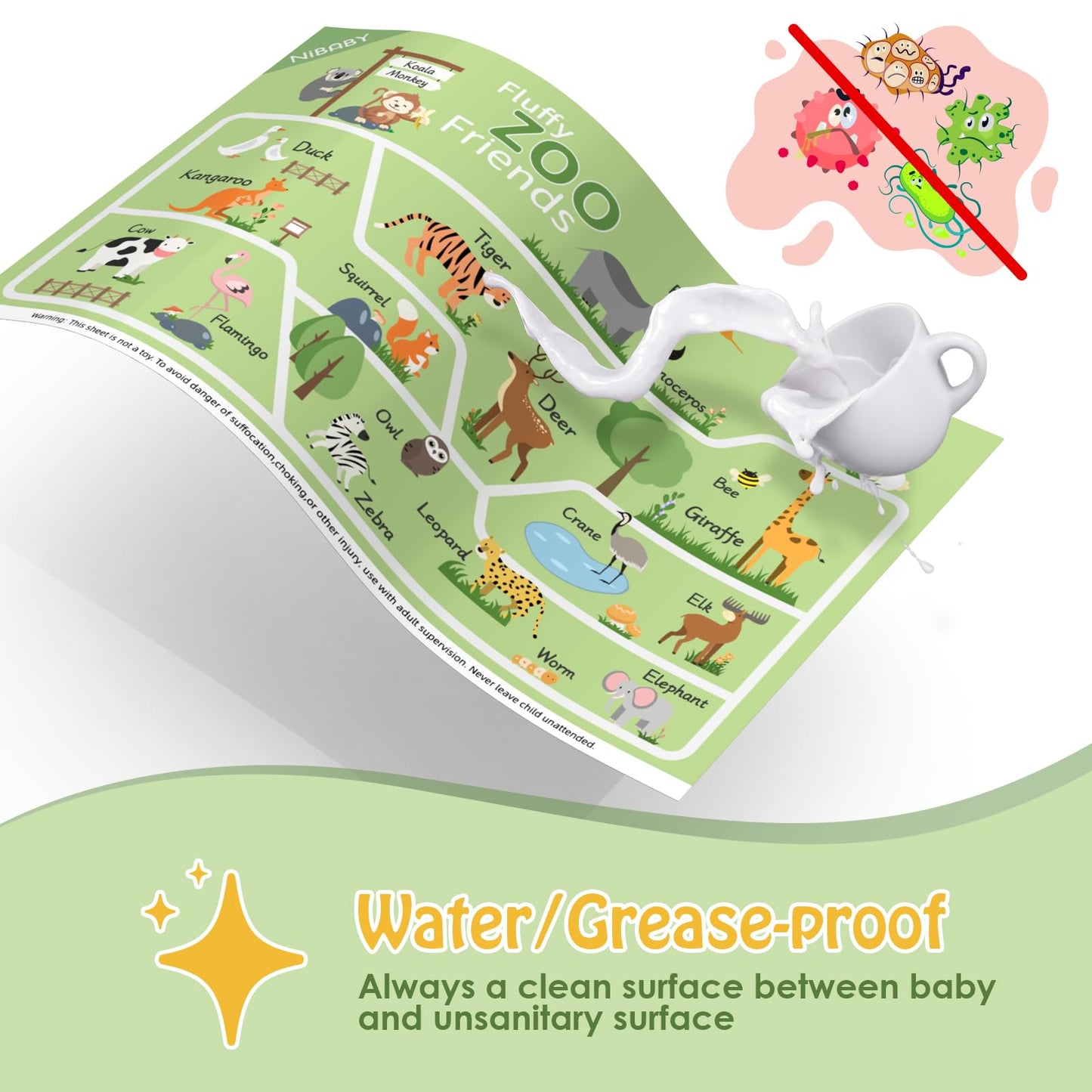 Nibaby Educational Disposable Placemats For Baby & Toddlers 40 Pack, Stick-On Baby Placemat For Restaurants 40Pcs, Disposable To
