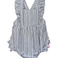 Rufflebutts Baby/Toddler Girls Navy Stripe Cross-Back Ruffle Romper - 18-24M