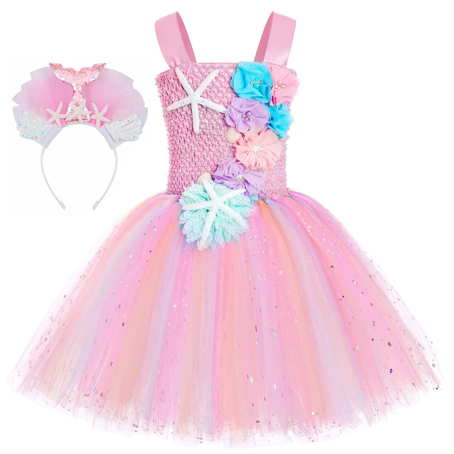 Skcaiht Mermaid Costume Dress For Girls Mermaid Light Up Dress For Girls Mermaid Birthday Party Gifts Decorations Halloween Cost