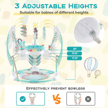 BABY JOY Baby Jumpers and Bouncers, Infant Activity Center with Music Lights Sounds, 360 Rotating Seat and 3 Adjustable Heights,