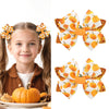 Doneace Glitter Pumpkin Hair Bow Clips Halloween Thanksgiving Hair Clips Orange Sequins Grosgrain Bow Hair Barrette Hairpins for