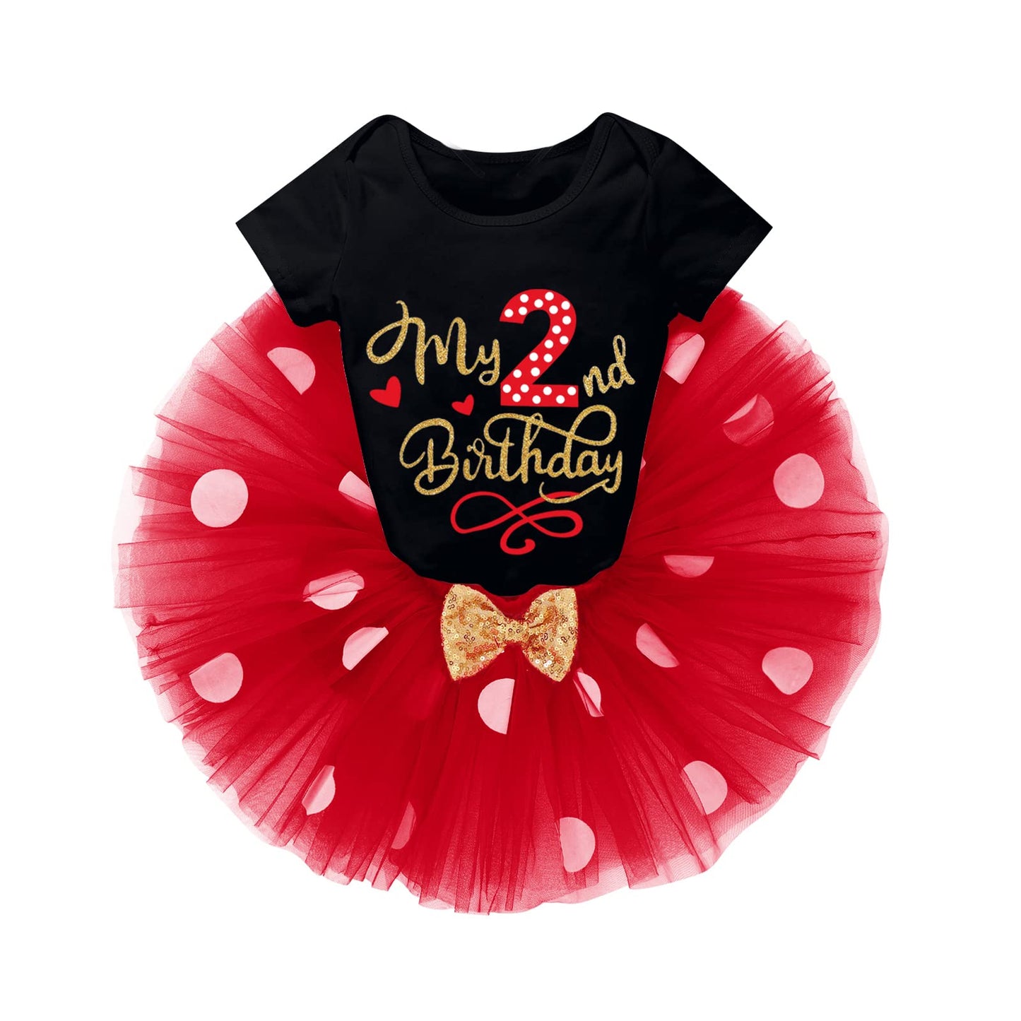Ibtom Castle Kids Birthday Party Summer Clothing For Newborn Polka Dots Top+Sequins Skirt+3D Ear Princess Father 'S Day Mother '
