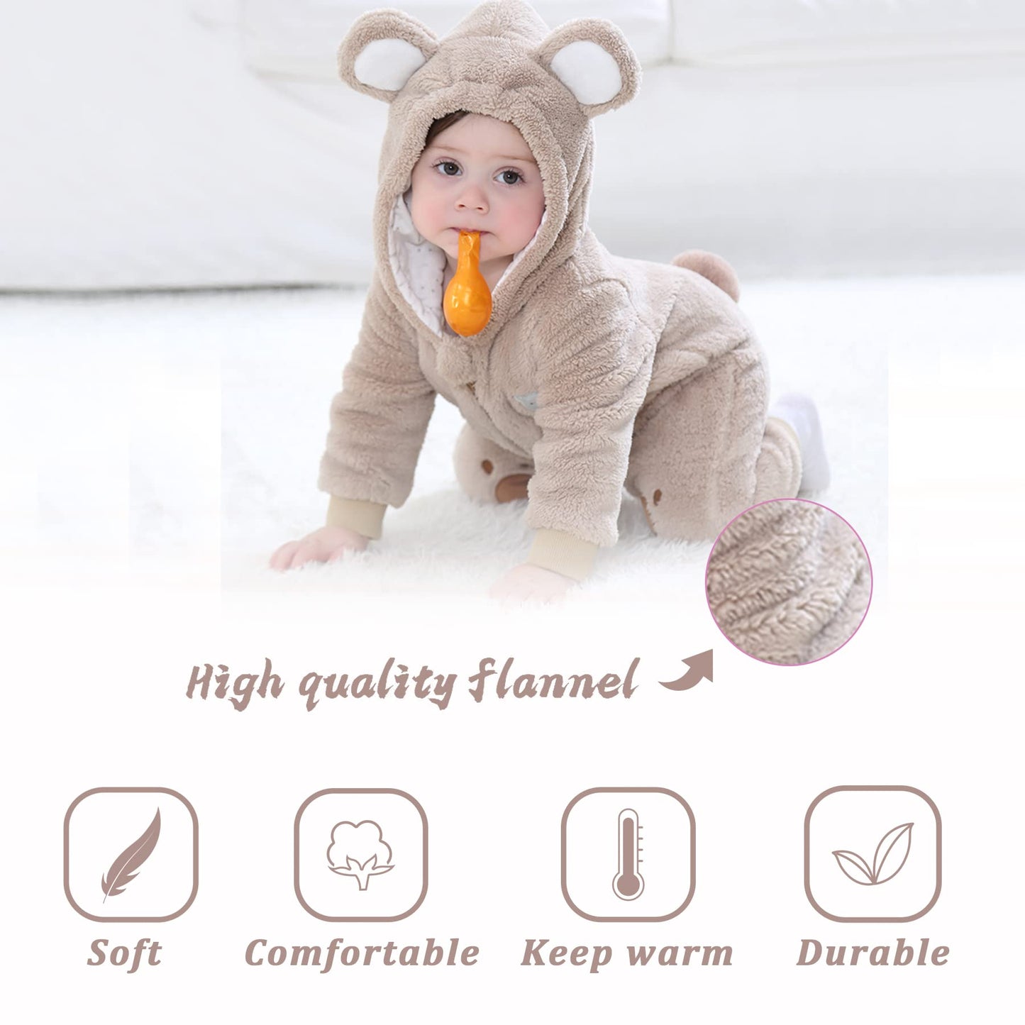 Tonwhar Kid'S And Toddler'S Costume Baby Animal Outfit Baby Boys' Girls' One-Piece Rompers Jumpsuit(1-3 Months/Height:20'-23',