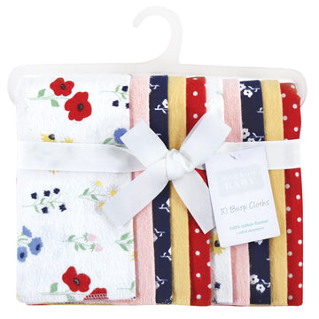 Hudson Baby Unisex Baby Cotton Flannel Burp Cloths, Wildflower, One Size