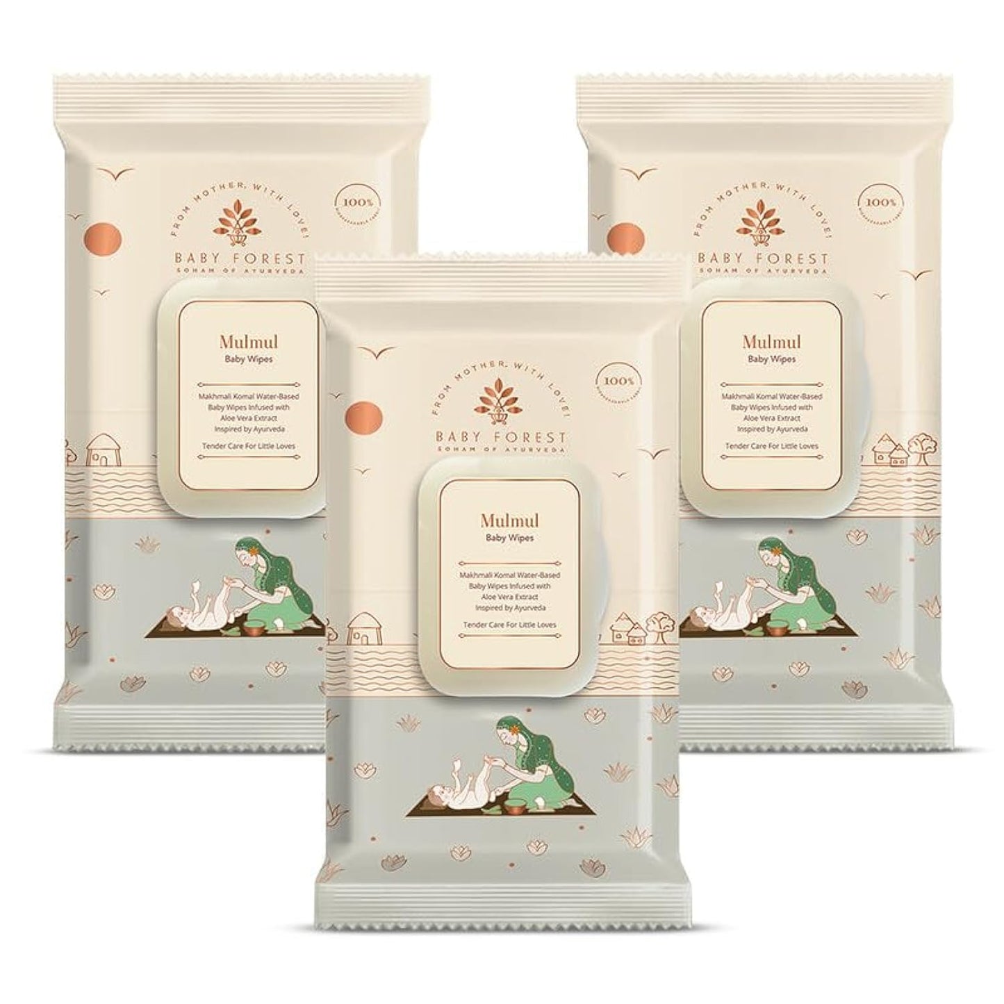 Baby Forest Mulmul Baby Wipes (Pack Of 3)