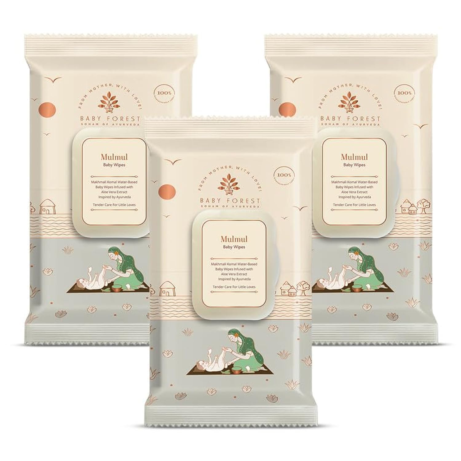 Baby Forest Mulmul Baby Wipes (Pack Of 3)