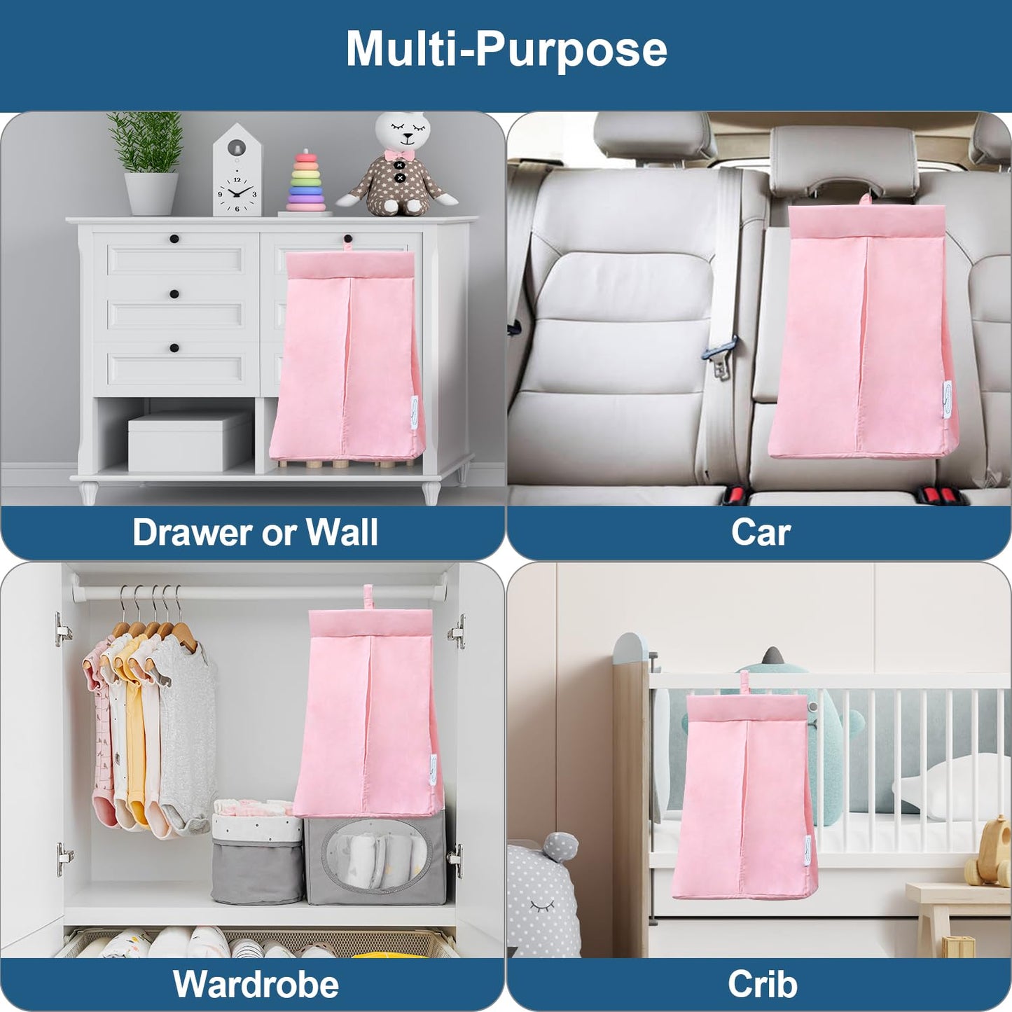 Springspirit Diaper Stacker Diaper Caddy Organizer Easy Access & Dustproof Diaper Bag Portable Hand Free Diaper Holder For Adult