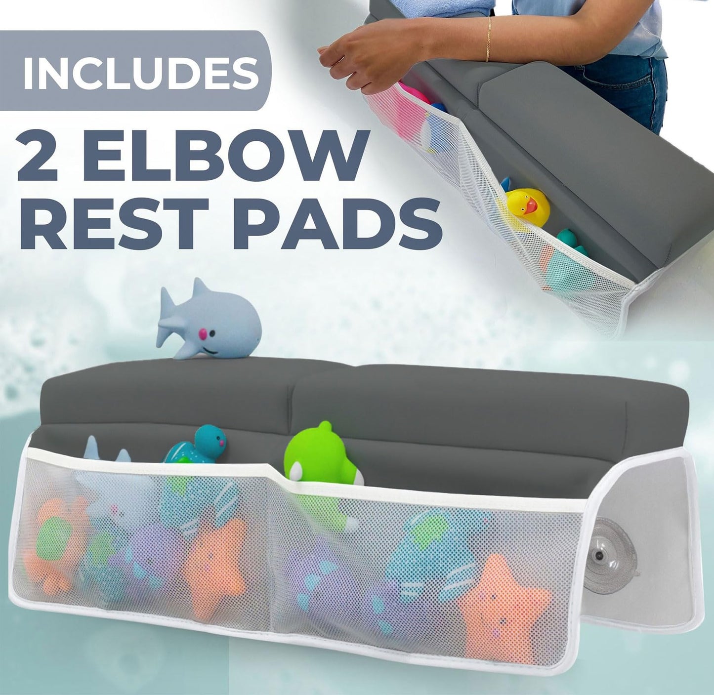 Toodly Baby Bath Kneeler And Elbow Rest Pad Set - Baby Bath Support For Knees And Elbows - Bath Kneeler Pad With Memory Foam And