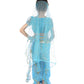Girls Belly Dance Top Skirt Set Halloween Costume With Head Veil,Waist Chain Blue
