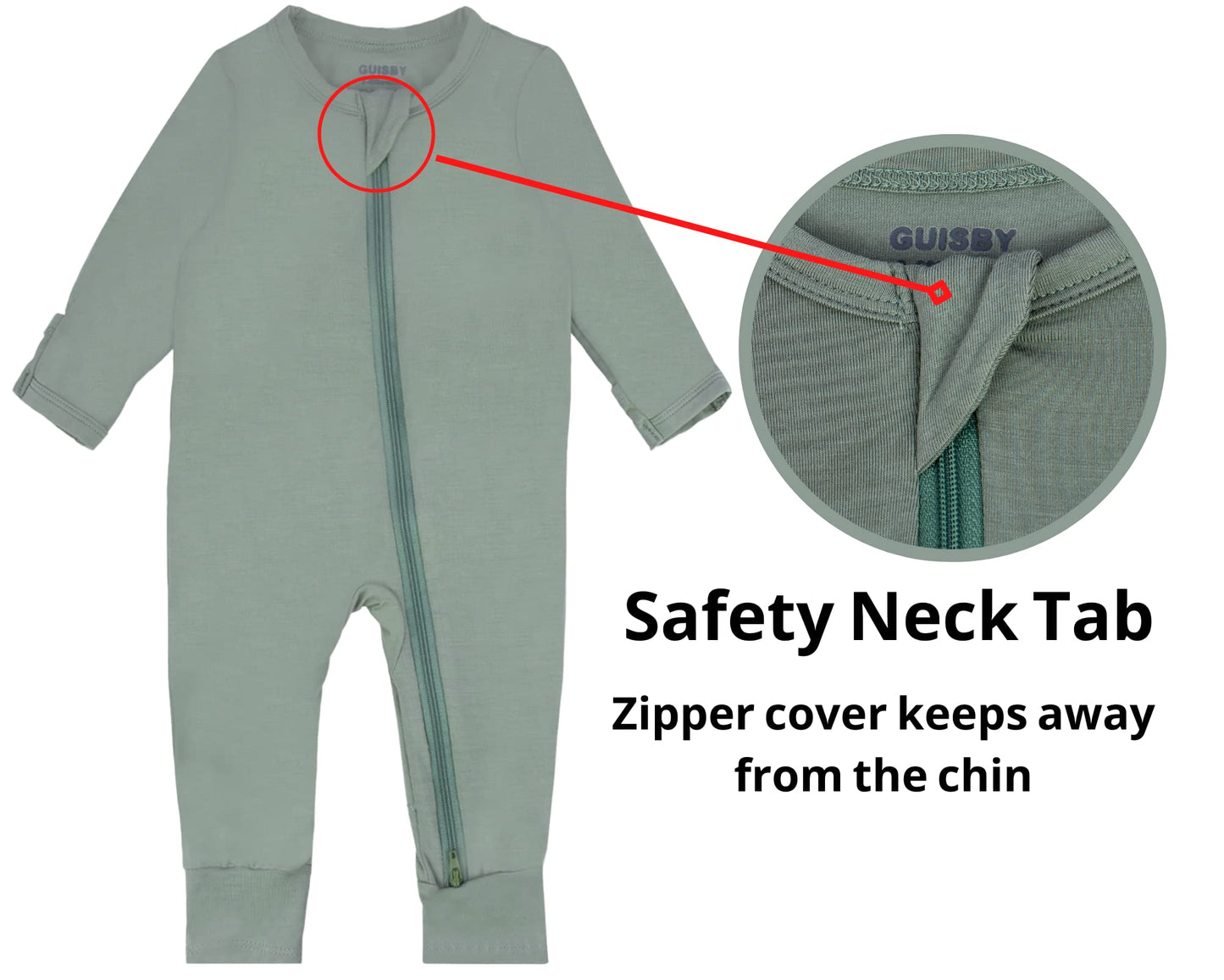 Guisby Baby Zippers Pajamas, Rayon Footless Romper With Mittens Green 12-18 Months