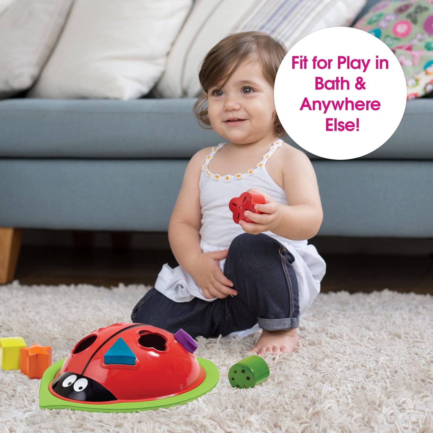 Edushape Ladybug Sorter - Sorting Bathtub Toys - Early Child Development Learning Educational Toy - Toddler Bath Toys - Baby Bat