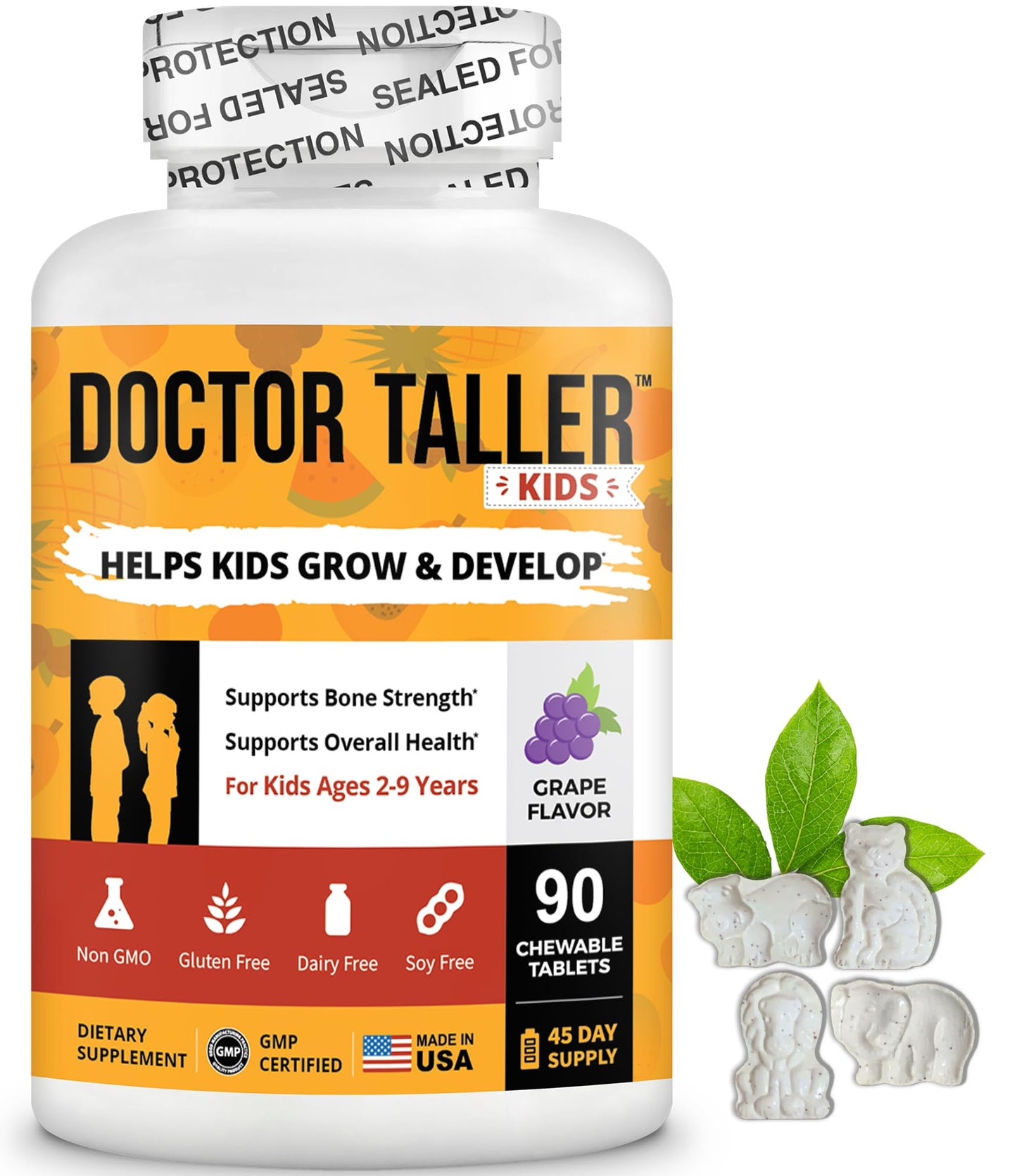 Doctor Taller Kids - Kids Multivitamins, Toddler Vitamins - Support Bone Strength, Enhanced Immunity with Calcium, Multivitamins