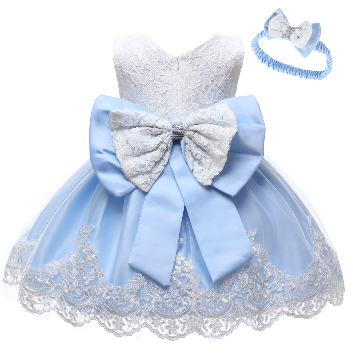 Lzh Toddler Princess Flower Big Bowknot Dress Baby Girls Birthday Wedding Party Dresses