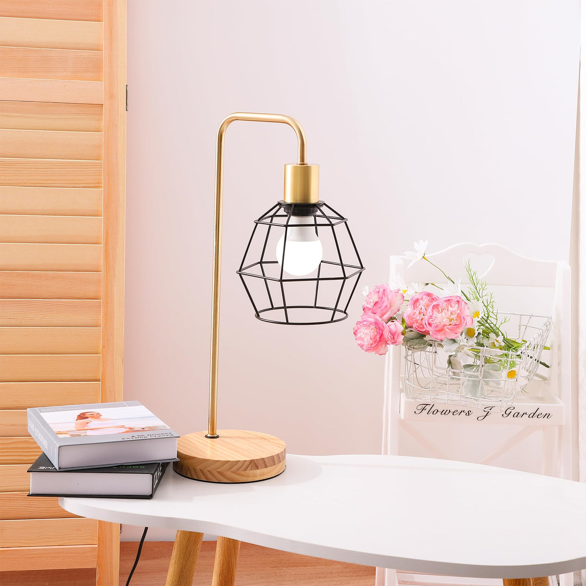 Kuber Industries Aesthetic & Modern Bedroom Lamp For Side Table | Office & Desk Table Lamp For Living Room And Home Decor With I