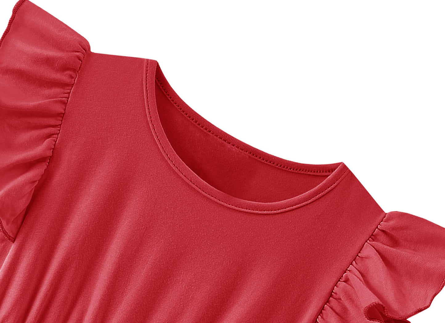 Twkioue Toddler Baby Girl Tutu Tulle Dress Ruffled Sleeve Fluffy Sundress 817 Red 130