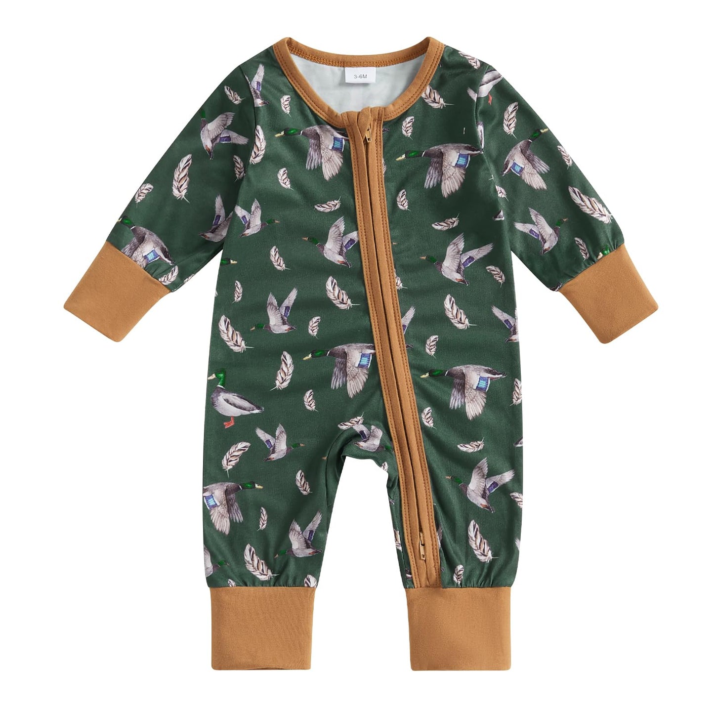Newborn Western Baby Boy girl Clothes Cowboy Cowgirl Baby Romper Gender Neutral Cow Jumpsuit Fall Winter Outfit (Mallard Duck, 0