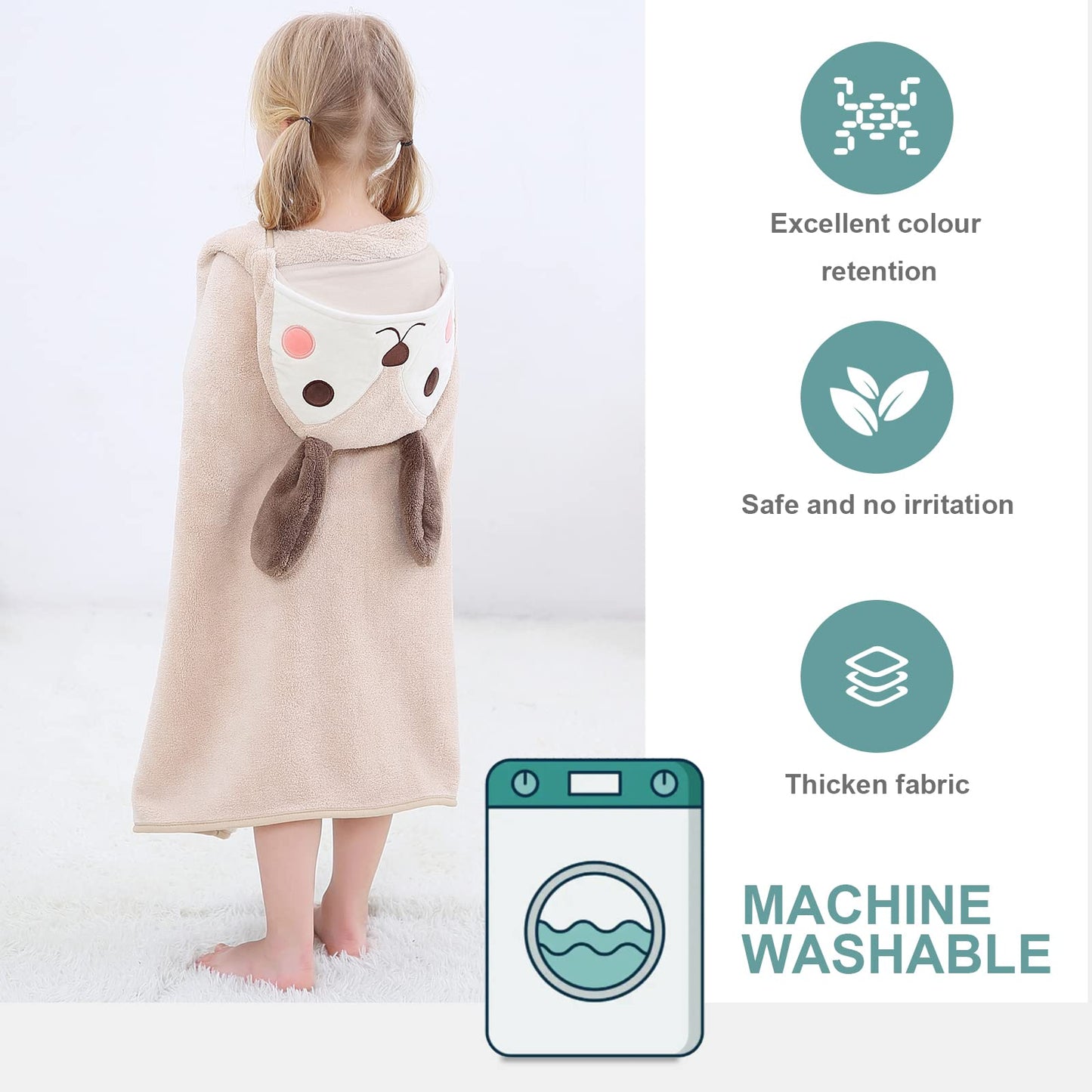 Michley Cartoon Hooded Baby Towel Unisex, Premium Soft Swimming Bathrobe Large Washcloths 27.5 ' X 47 ' For 0-7T (Dog)