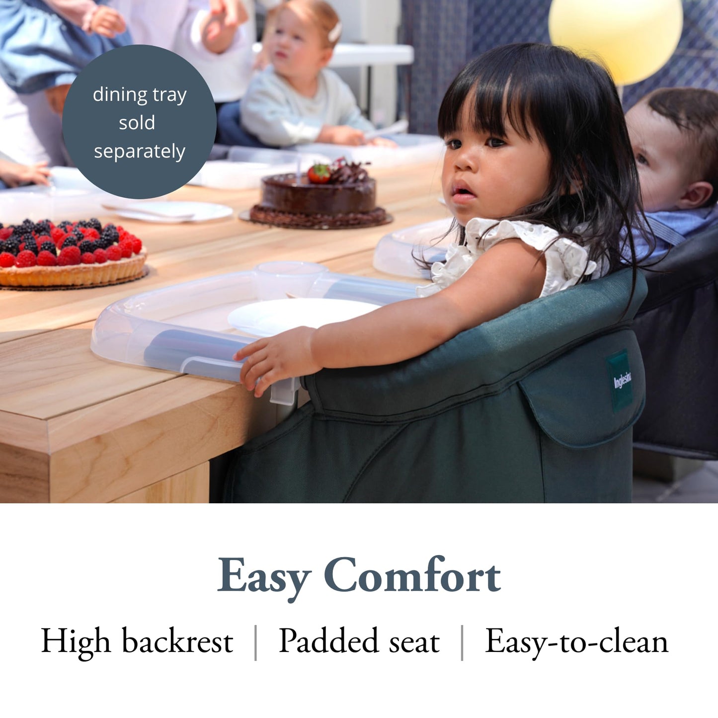 Inglesina Fast Table Chair, Dark Green - Portable Baby High Chair - Babies & Toddlers 6-36 Months - Collapsible Design - Fits Ta