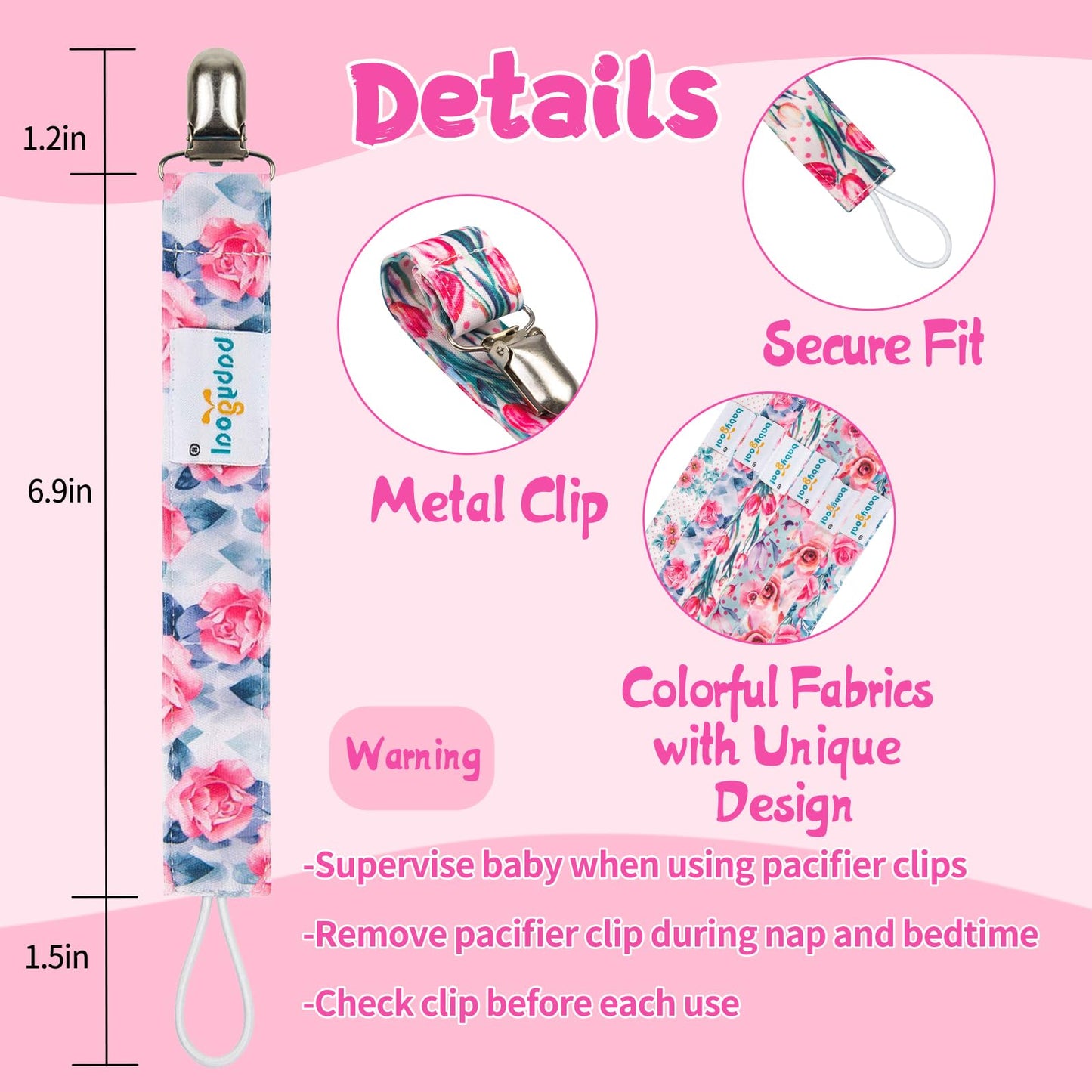 Babygoal Pacifier Clips, 6 Pack Pacifier Holder For Boys And Girls Fits Most Pacifier Styles &Teething Toys And Baby Gifts, 6Mp1