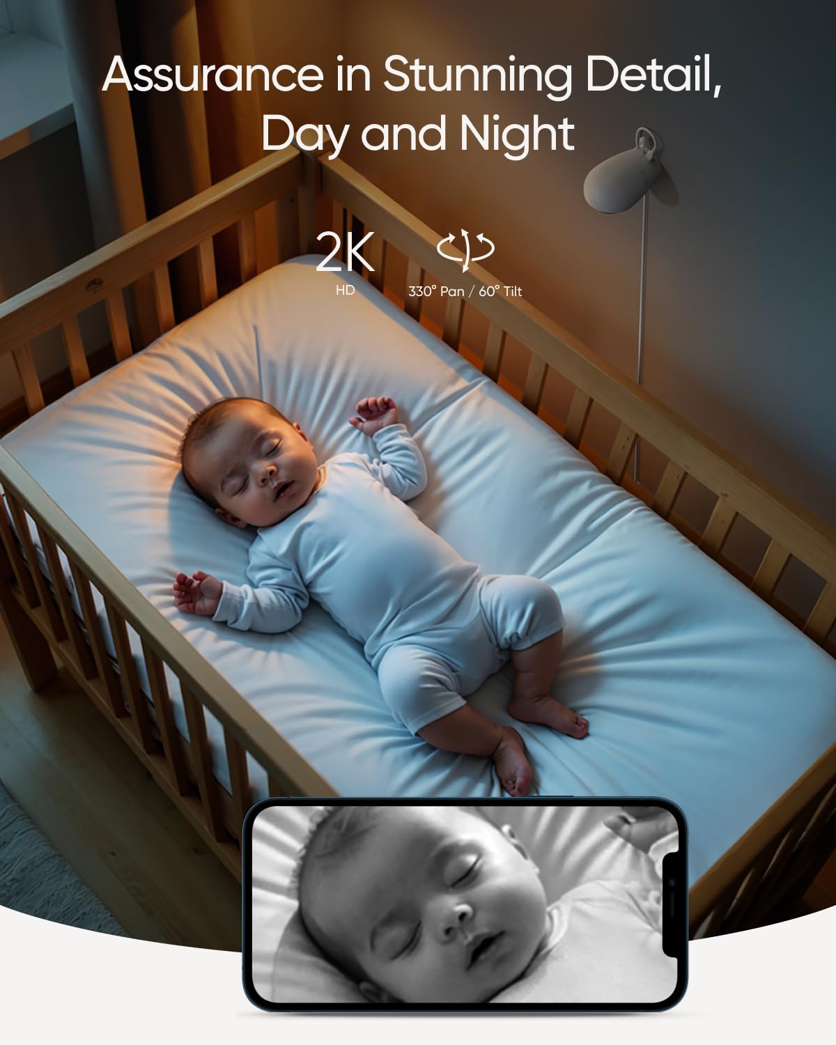 Eufy Baby Monitor E20 Add-On Camera, 2K Hd Resolution, 330? Pan And 60? Tilt, 4? Zoom, Night Vision, 5000Mah Built-In Battery, A