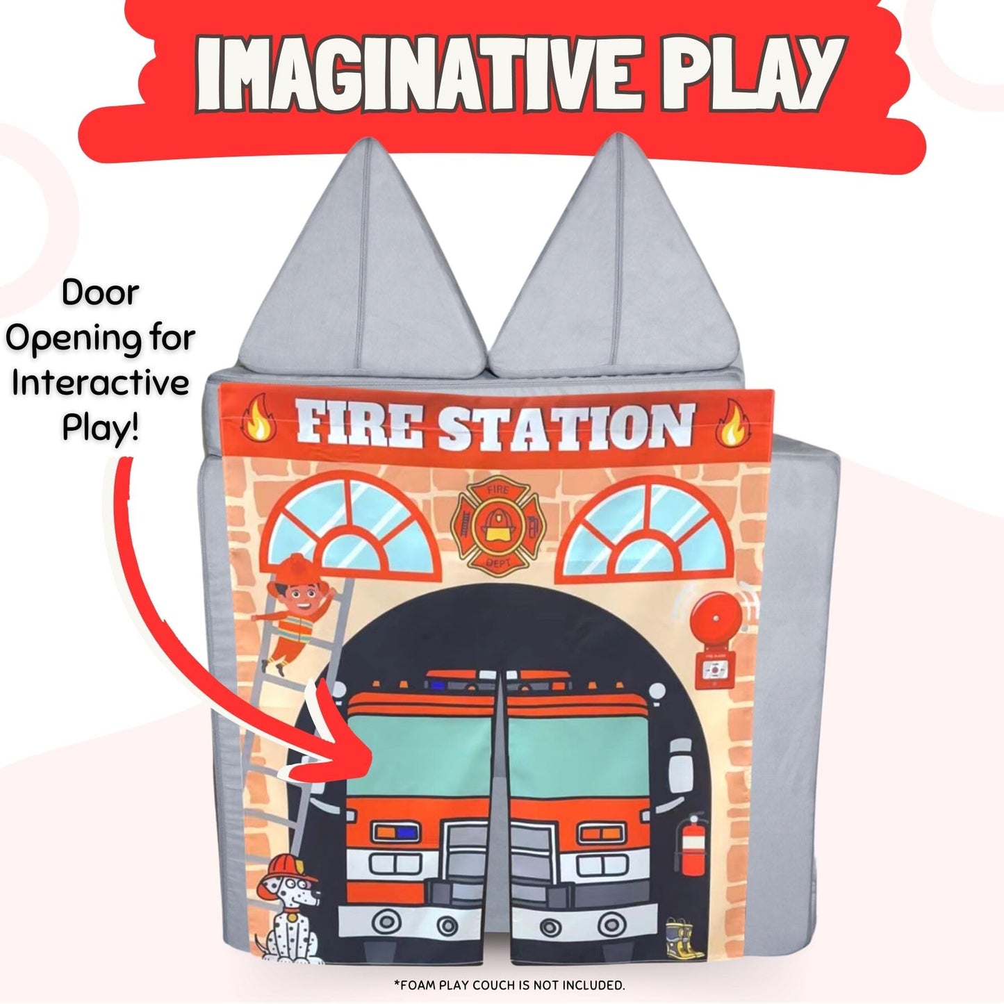 Couch Swag Play Panel for Childrens Foam Sofa Kids Couch (Firehouse)