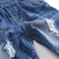 Kidscool Space Baby Little Child Cute Ripped Adjustable Straps Jean Overalls,Blue,6-12 Months