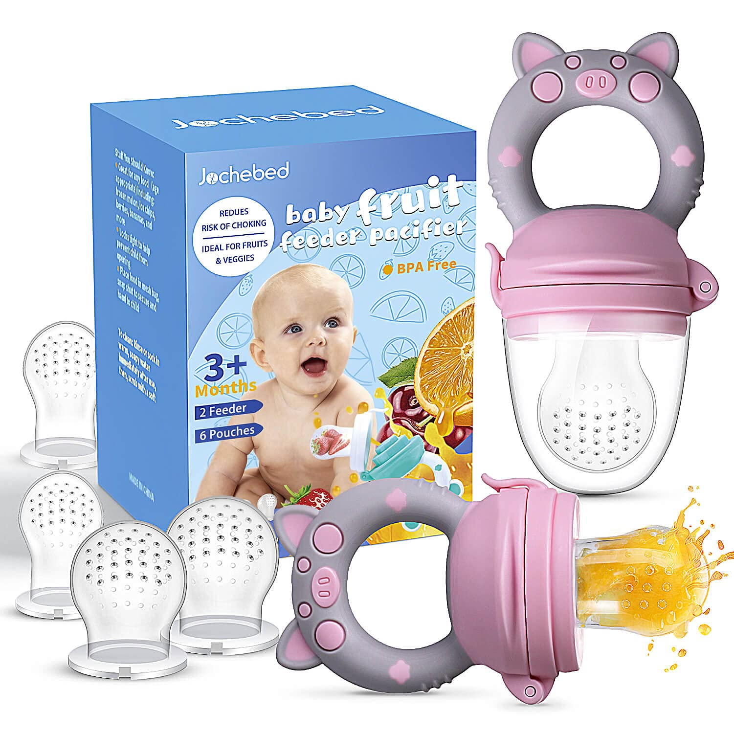 Baby Fruit Food Feeder Pacifier - Fresh Teething Pacifiers, Infant Fruit Teething Teether Toy For 3-24 Months, 6 Pcs Silicone Po